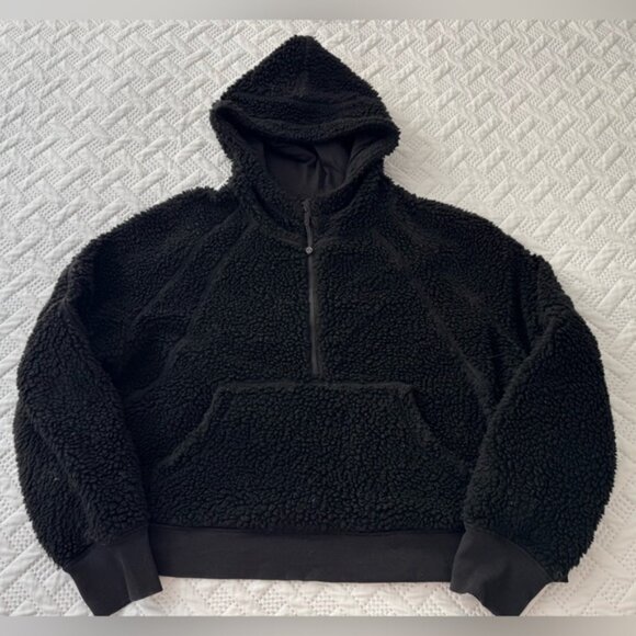 Lululemon Athletica Lulu XL/XXL Black Sherpa Teddy Bear Cropped Hoodie - Picture 5 of 13